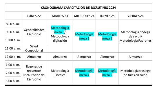 Cronograma capacitacin escrutinio