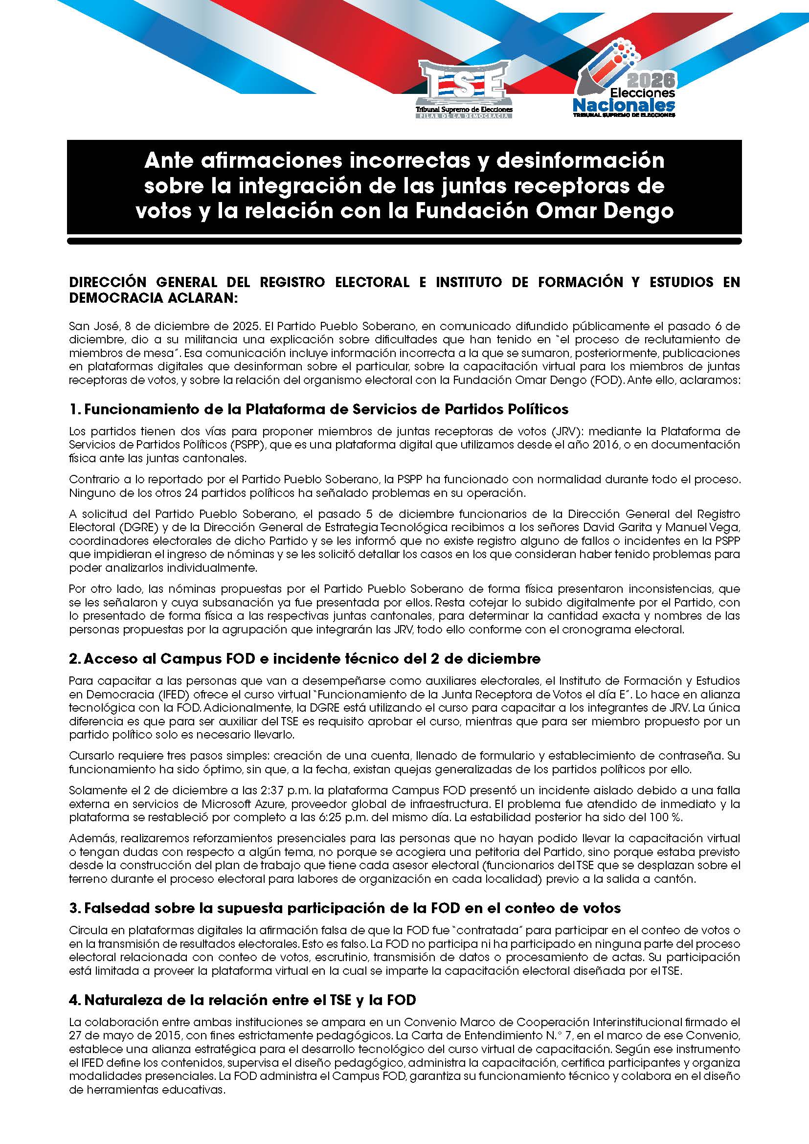 TSE aclara que mensaje de texto que circula es FALSO