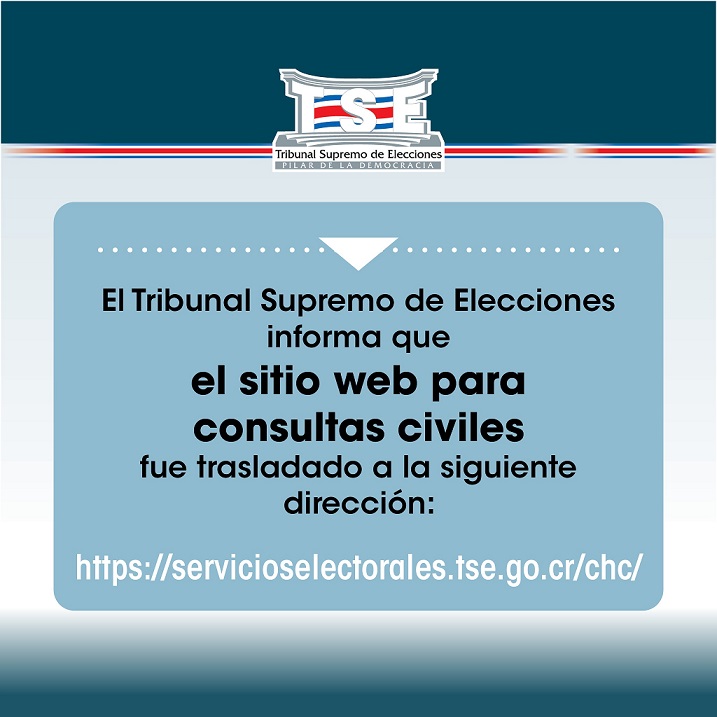 El TSE informa que el sitio web para consultas civiles fue trasladado