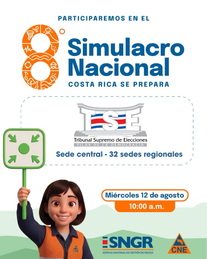TSE se suma al Simulacro Nacional de Evacuación este 12 de agosto
